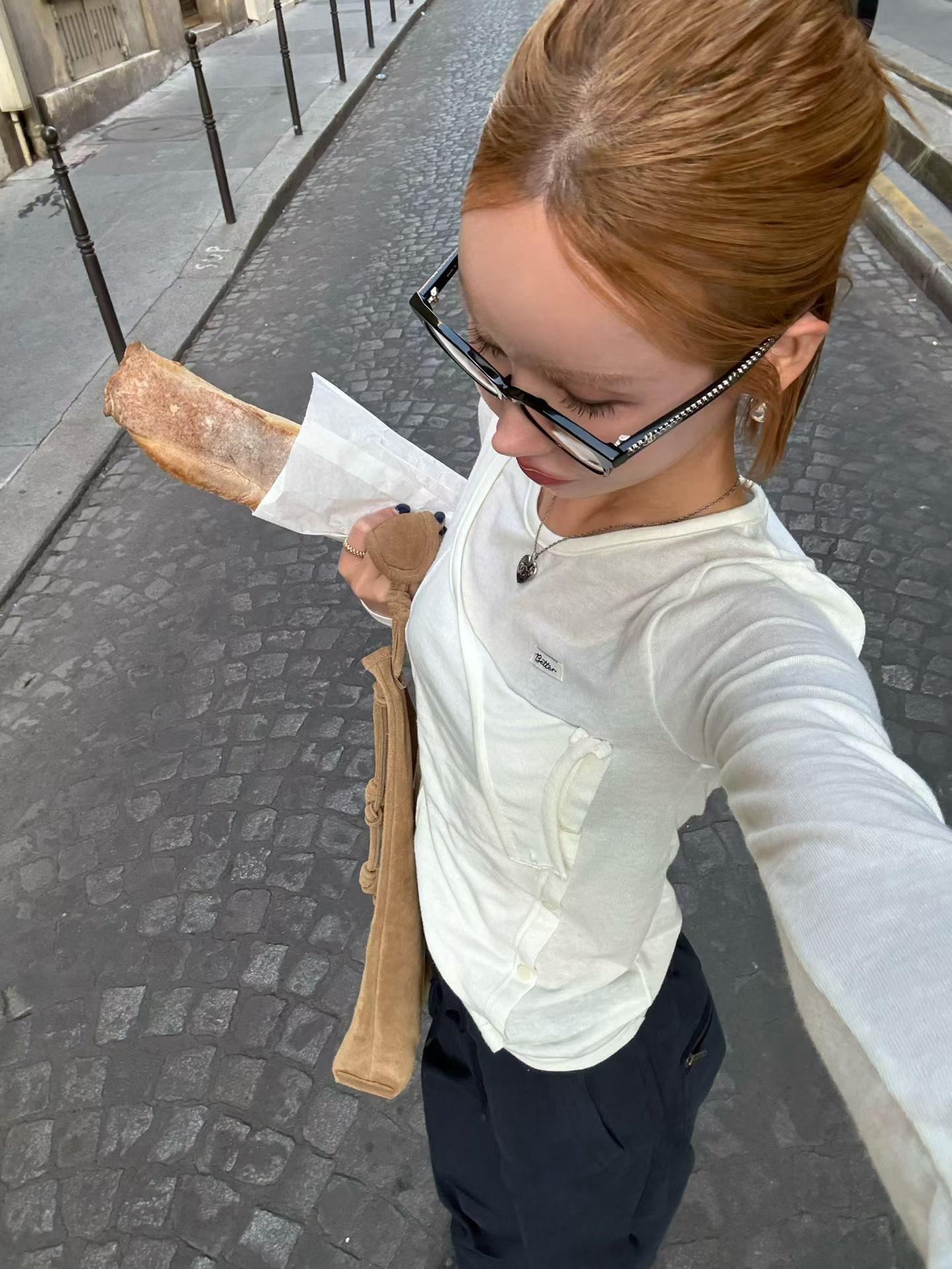 假兩件排扣洗標上衣